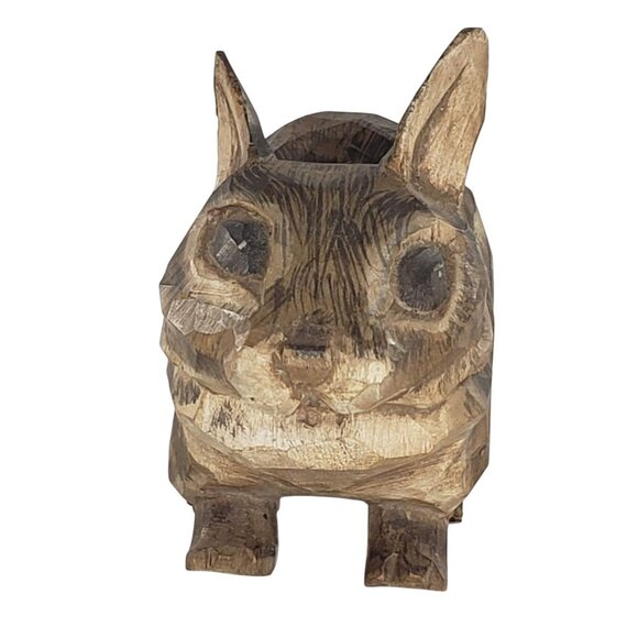 Arthur Shoemaker Rabbit Wood Carved Miniature Animal Folk Art Vintage - Picture 3 of 8